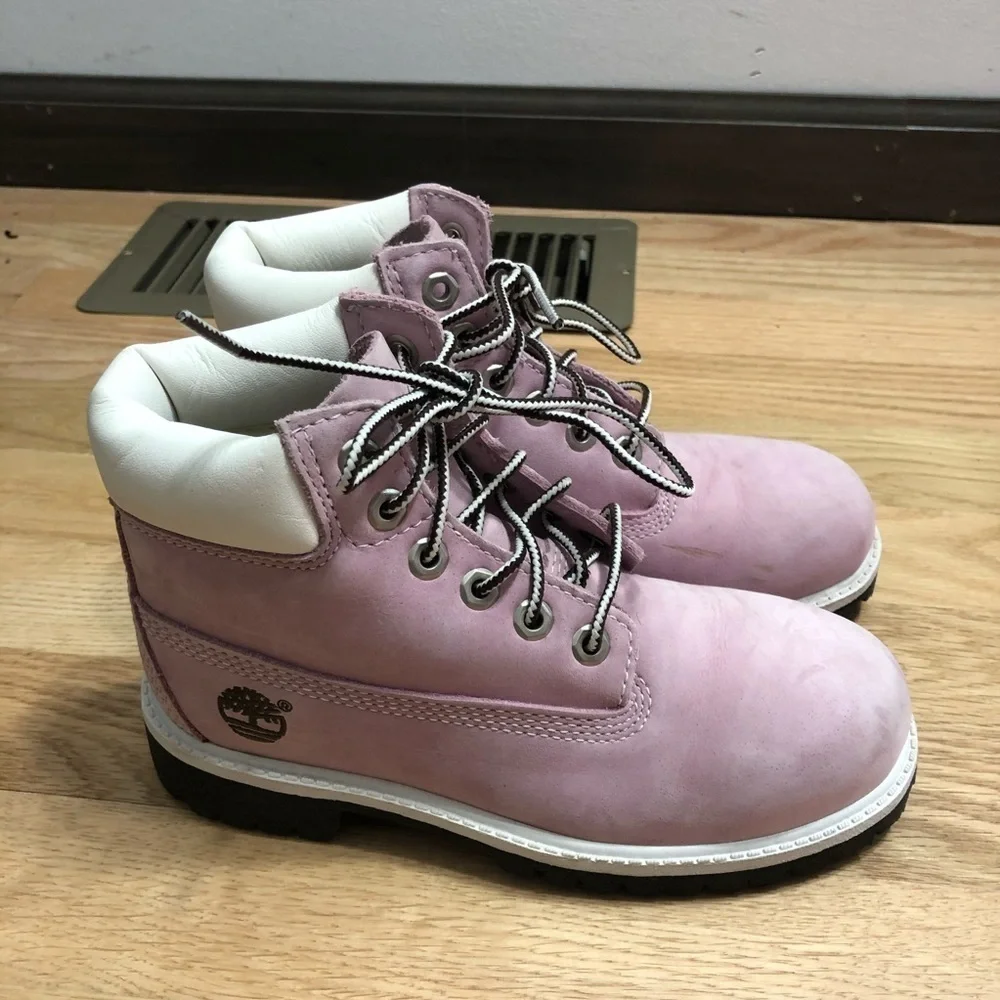 Timberland Leather Lavender Purple Boots Sz 13.5 Kids Girls Toddler
